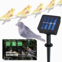 Solar Garten Girlande Lichtkette Vögel auf Clip 3,2m IP44 Warm