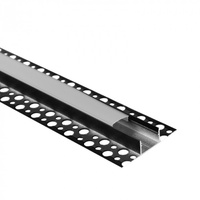 Aluminium-LED-Profil für Gipskartonplatten REGIPS breit unter Fliese Schwarz 1m mit mattiertem Diffusor für LED-Streifen + Endkappen Serie GNS Ecolight