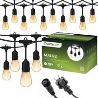 Garten Girlande Outdoor-Lichterkette 20m 40x E27 Glühbirnen 1.3W 2200K MALUS Lumiled