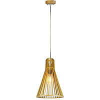 Pendelleuchte E27 Holzschirm mit Chrom Finish konisch 250x450mm VT-2450 V-TAC