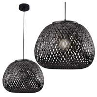 Decke Hängelampe E27 Schwarz BAMBUS NATURAL Sanico Goldlux