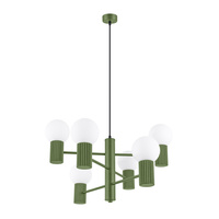 Kronleuchter Pendelleuchte 6x G9 Aluminium Grün Olive Halo French Sky SL.1832 Sollux