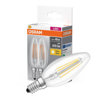 2x LED-Lampe B35 Kerze E14 4W = 40W 470lm 2700K Warm 300° BASE Osram