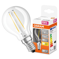 LED Leuchtmittel E14 P45 CL 1,5W = 15W 136lm 2700K Warm 300° OSRAM STAR Filament