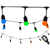 Outdoor Garten Girlande Lichterkette PARTY 5,6m 10xE27 bunt RGB 6W GOLDLUX (Polux)
