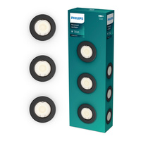 3x LED GU10 Unterputzmontage Aluminium Rund Schwarz Peridot Philips