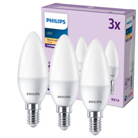 Set mit 3 LED-Kerzenlampen E14 B35 4,9 W = 40 W, 470 lm, 2700 K, warm matt, PHILIPS