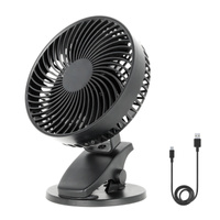 Tischventilator Clip Tragbar Wiederaufladbar USB-C Schwarz Viento Windstar Kobi