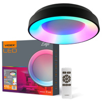 Plafond LED-Deckenleuchte Aufbauleuchte 72W 7500lm 2700-6000K CCT + RGB Schwarz Dimmbar + EDGE Fernbedienung Videx