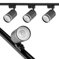 Beleuchtungsschienen-Set 1,5m Schiene + 3xGU10 LED-Schienenleuchte Schwarz mit Zierring