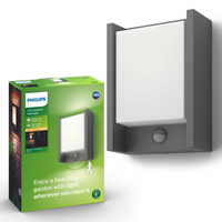 ARBOR IR myGarden LED-Gartenwandleuchte 6W 2700K IP44 mit Bewegungssensor rechteckig Anthrazit PHILIPS
