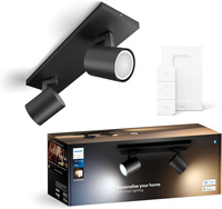 LED Spot Runner Deckenleuchte Schwarz 2x4.2W CCT PHILIPS HUE Bluetooth Zigbee + Dimmschalter