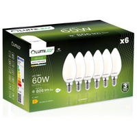 6x LED Lampen E14, Kerzenform Lampe B35 7W = 60W 806lm 360° 4000K neutral Milch Glühfaden LUMILED