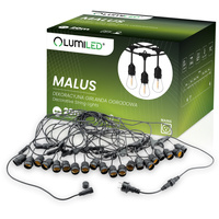 LED Außen-Lichterkette 20x E27, Garten Lichterkette 20m MALUS LUMILED