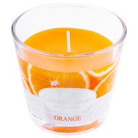 Dekokerze mit Orangenduft im Glas