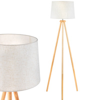 Stehlampe Tischlampe E27, Tripod mit Schirm Beige Höhenverstellbar CLARA LUMILED