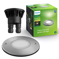 LED-Gartenlampe Bodenmontage MOSS myGarden 3W 2700K IP67 Rund Silber PHILIPS