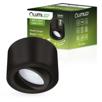 Halogen-Aufbauleuchte GU10, Aufbauspot 50mm beweglich Runde Schwarz AMAT-S LUMILED