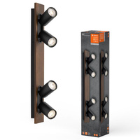 LED-Decken-Wandleuchte LED-Reflektor 4-Punkt Dekoratives Holz 13.6W GU10 Schwarz LEDVANCE