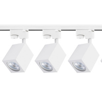 1.5m Stromschiene + 3x Schienenstrahler GU10 Weiß Quadratisch LUMILED