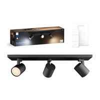LED Spot Runner Deckenleuchte Schwarz 3x 4.2W CCT PHILIPS HUE Bluetooth Zigbee + Dimmschalter