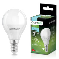 Lampen E14, Glühbirne P40 2.5W = 25W 249lm 6500K 180° kalt LUMILED