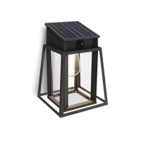 Garten-Wandleuchte Solar LED-Fassadenleuchte 3.2W 470lm 4000K IP44 mit Bewegungs- und Dämmerungssensor Schwarz Lysin Ultra Efficient Philips