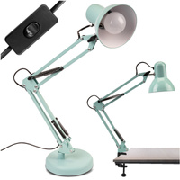 Schreibtisch Zeichnung Tischlampe E27 TOBI Pastellblau Lumiled + Countertop Halterung