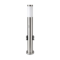 Gartenlampenmast E27 IP44 Mit Bewegungssensor und Gartensteckdosen 60CM Satiniertes Nickel VT-838 V-TAC