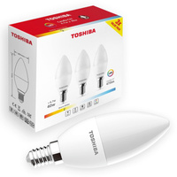 3x LED Lampen E14 C37 4,7W = 40W 806lm 3000K Warm 220° Milchig TOSHIBA