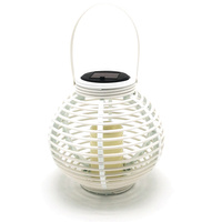 LED-Solar-Gartenlampe Hängelaterne weiß Flammeneffekt