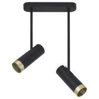 Deckenstrahler 2x GU10 Schwarz Gold PORTO Sanico Goldlux