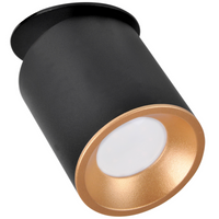 Deckeneinbauleuchte HARON GU10 Tuba Spot Moving Round Schwarz und Gold GOLDLUX