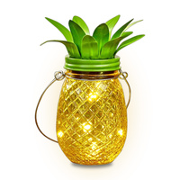 Gartenlampe LED Solar Laterne Hanging Jar ANANAS Glas 3000K