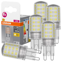 5x LED-Kapsel-Glühbirne G9 4,2W = 40W 470lm 2700K Warm 300° BASE Osram