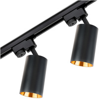 1m Stromschiene + 2x Schienenstrahler GU10 Schwarz-Gold SAGI LUMILED