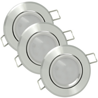 3x SUN OLAL Deckeneinbauleuchte silber glänzendes Aluminium GOLDLUX (Polux) + LED GU10 3,5W