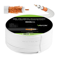 Antennen Koaxialkabel Kupfer Gel CU Terrestrisch 4K Full HD Weiß 50M VAYOX