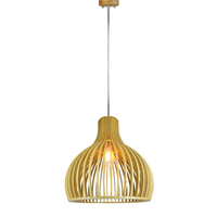 Hängeleuchte E27 Holzschirm mit Chrom-Finish rund 45x45cm VT-4453 V-TAC