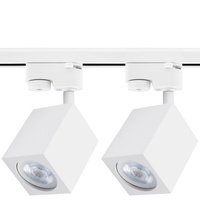 1m Stromschiene + 2x Schienenstrahler GU10 Weiß Quadratisch LUMILED