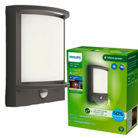 Garten LED-Wandleuchte PETRONIA 3.8W Bewegungsmelder 2700K Warm IP44 Anthrazit PHILIPS