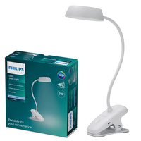 DONUTCLIP LED-Tisch-/Schreibtischlampe 3W 4000K dimmbar USB Weiß mit PHILIPS-Klemme