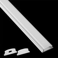 Aluminium LED-Profil KM34 mit Milchglasabdeckung und Endkappen, 1m Silber LUMILED