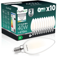 10x LED-Lampe E14 Kerze B35 2.2W 470lm = 40W 4000K neutralweiß 360° Filament Energieklasse A LUMILED