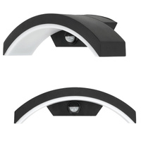 LED-Wandleuchte für Außenbereich 10W 700lm 4000K Neutral mit Bewegungs- und Dämmerungssensor IP54 Schwarz Ome Kobi