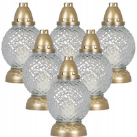 6xGlaskerze mit Einsatz 28h ganzjährig für Grab 24,5cm