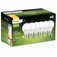 6x LED Lampen E14, Glühbirne P40 2.5W = 25W 249lm 180° 3000K warm LUMILED