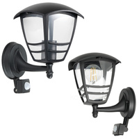 Wandleuchte E27 mit Bewegungs- und Dämmerungssensor IP54 Schwarz Tevio Kobi