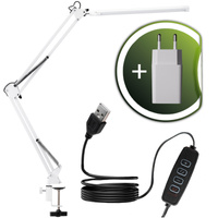 Schreibtischlampe LED 12W, Zeichentisch-Schreibtischlampe mit Tischklemme CCT USB Dimmbar Weiß COSMI LUMILE