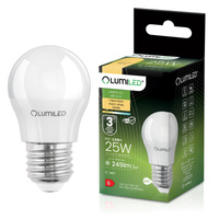 LED Lampen E27, Glühbirne P40 2.5W = 25W 249lm 180° 3000K warm LUMILED